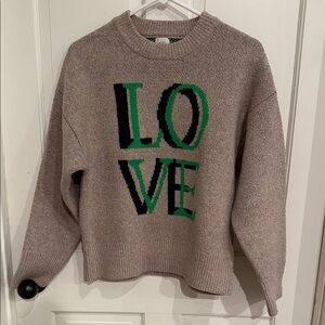 a new day Love Graphic Sweater - Brown and Green